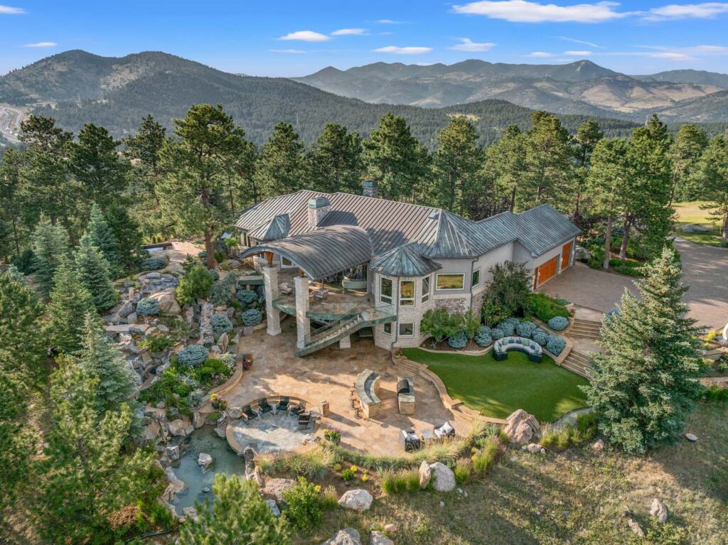 Luxury home captured with drone photography in Evergreen, Colorado